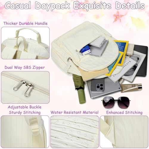 Meisohua School Backpack for Girls Large Capacity Bookbag for Kids Teens School Bags for Primary Middle School College Daypack with Anti Theft Back Pocket - color: Cloth Stripe Beige
