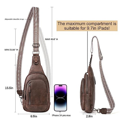 CLUCI Crossbody Bags for Women Men,Leather Sling Bag Cross Body Backpack for Woman Gifts for Women Birthday Unique - color: 0-4 Coffee