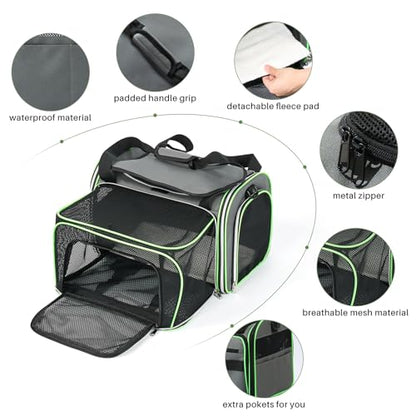 Gardner Pet Expandable Cat Carrier Airline Approved (18x12x12 in), 2-Side Square Extension Pet Travel Carrier for Medium Cats up to 15 lbs, Mesh Soft-Sided Cat Carrier Bag - color: Grand Edition (18"x 12"x 12")