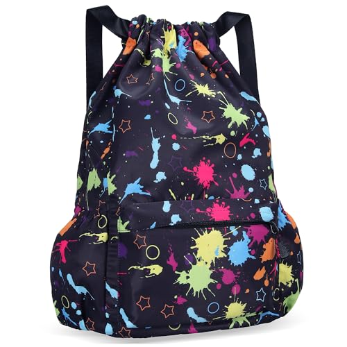 Drawstring Backpack for Women Drawstring Gym Bag Water Resistant Small Cinch Sack Pull String Backpack Bag (Tie-dye) - color: Tie-dye