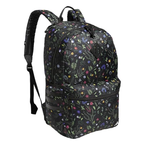 adidas Classic 3-Stripe Backpack for Laptop, School and Travel, 28L - color: Meadow Floral Black/Black/White/5.0