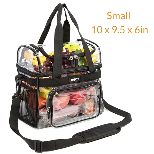 J.CARP Clear Bag Heavy Duty Backpack Durable Transparent See Through Bag - color: Lunch Bag Small, Black