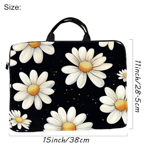 15-Inch Laptop Sleeve – Stylish, Lightweight, Shockproof, Water-Resistant Case for Lenovo, HP, Dell, Asus Notebooks - Daisy - color: Daisy