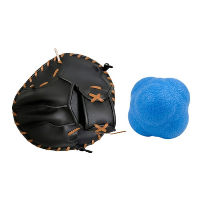 Pancake Glove Baseball Youth & Flat Gloves Softball Trainer with Agility Reaction Ball - Infield Mitt to Build Soft Hands (Ages 6-12, Right-Hand Throw) - color: black