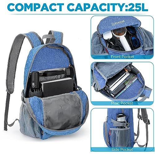 ZOMAKE Ultra Lightweight Packable Backpack 25L,Small Foldable Backpacks Hiking Water Resistant Collapsible Daypack for Women Men(Dark Blue-C1) - color: Dark Blue-c1, size: 25L
