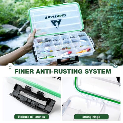 Ghosthorn Fishing Tackle Box, Waterproof 3600 and 3700 Tackle Trays, Plastic Tackle Box Organizer with Removable Dividers Storage Lure Box for Lures 3 Packs (3700 * 3) - style: 3700*3