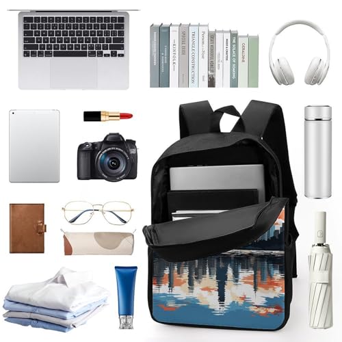 Travel Laptop Backpack Slim Durable Lightweight Back Pack Cute Cityscape Small Backpack For Women Men - color: Cityscape