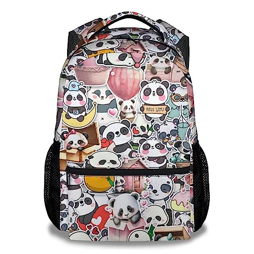 Panda Backpack for Girls Boys, 16 Inch Panda Theme Bookbag with Adjustable Straps, Durable, Lightweight, School Bag with Large Capacity - color: Panda4