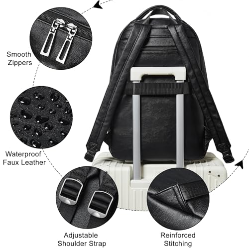 LATMAP Backpack For Women Men Vegan Leather Backpack Purse Shoulder Bookbag 17 16 15.6 Inch Laptop Bag Handbags For Travel Work College Large Black - color: Black