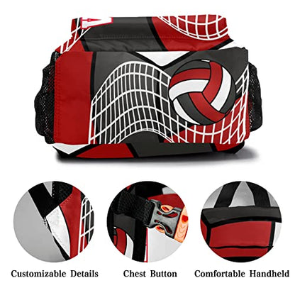 Customized Volleyball White Red Black Waterproof Backpack with Name for Hiking Camping Picnic - color: Backpack 18