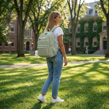 JARKJARD Cute School Backpack for Kids Teen Girls Aesthetic Lightweight Large Capacity Bookbag College Students School Bag Casual Travel Solid Color Daypack（Green） - color: Green