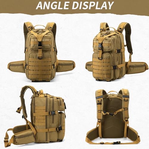 Camo hunting backpack，small tactical backpack, military backpack for men， camping backpack, 3-day bag(Khaki) - color: Mud Color