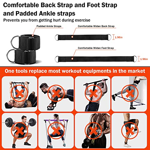 DASKING Portable Home Gym Resistance Band Set With8 Anti-Break Bands, Detachable 500LBS Pilates Bar, Full Body Workout Equipment w/Ankle Straps & Door Anchor - style: Black