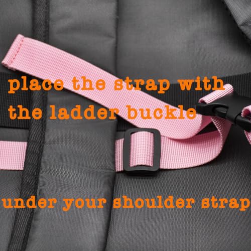 Backpack Chest Strap, Universal Add on Adjustable Sternum Strap, Chest Belt Replacement, with Heavy Duty Quick Release Buckle Clip, for Travel, Hiking, Camping, School - color: Pink