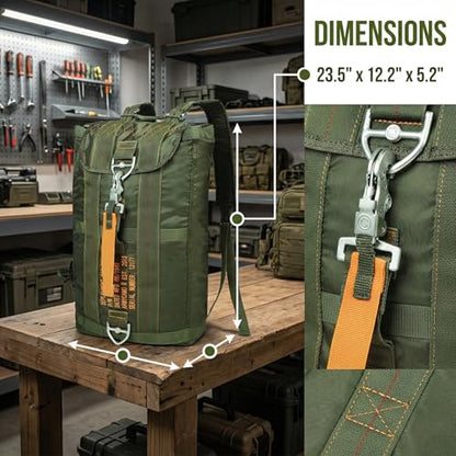 Military Tactical Backpack Parachute Buckles Hook Nylon Rucksacks Flight Backpacks Day Pack for Outdoor,Hiking,Camping (Green) - color: Green