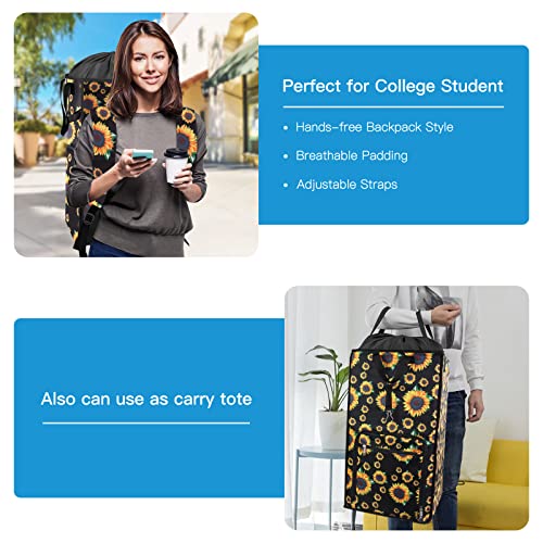Bukere Laundry Hamper, Extra Large 2 in 1 Laundry Backpack Bag for College Students Dorm Essentials, Adjustable Shoulder Straps, Freestanding Laundry Basket for Apartment, Laundromat, Travel - color: SUNFLOWER