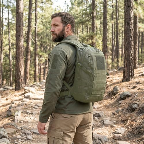 Small Tactical Backpack Military Daypack 12L Molle Bag Rucksack Army Daypack for Outdoor,Hiking,Camping,Travel (Green) - color: Green