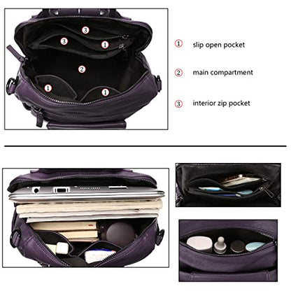 Uromee Backpack Purse for Women Vegan Leather Ladies Fashion Travel Shoulder Bag Convertible - color: 240 Purple