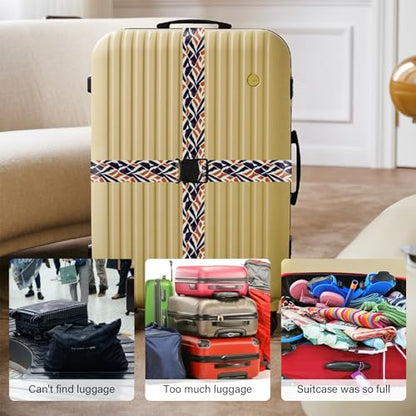 Luggage Straps for Suitcases, Travel Adjustable Belt with Quick Release Buckle, Heavy Duty Nylon Bag Packing Strap, Unique Bright Identifiers Business Travel Accessories (2 Pack)-Roads - color: 24020 Roads