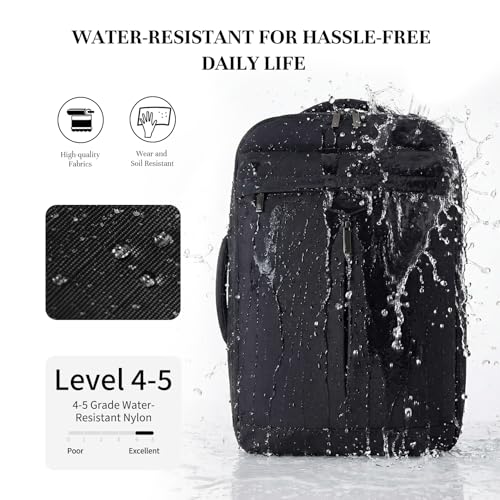 Timeet Travel Backpack for Women Men, 32L 4 In 1 Carry on Luggage Backpack, TSA Friendly Flight Approved 17 Inch Laptop Backpack, Waterproof Travel Bag for Work School Camping Hiking, Ink Black - color: Ink Black
