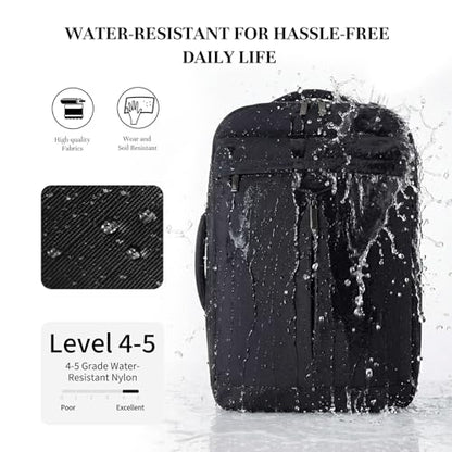 Timeet Travel Backpack for Women Men, 32L 4 In 1 Carry on Luggage Backpack, TSA Friendly Flight Approved 17 Inch Laptop Backpack, Waterproof Travel Bag for Work School Camping Hiking, Ink Black - color: Ink Black