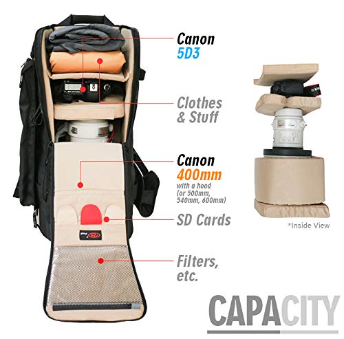 22L Large Professional DSLR Camera Backpack & Laptop Travel Camera Bag with Rain Cover for Digital Cameras, Tablet, Lens Kit for Full Frame Mirrorless Digital Camera - size: 22L