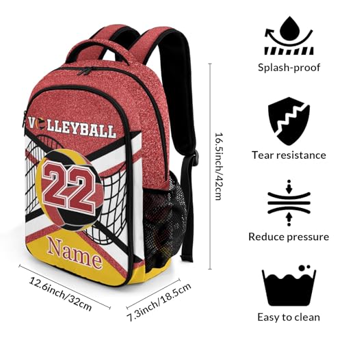 Red Gold Volleyball Print Shoulder Backpack Bag for Sports Camping Hiking Travelling - color: Muilti 17