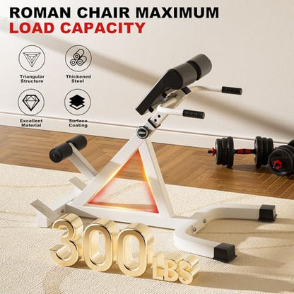 Roman Chair, Multifunctional hyperextension bench for Men & Women, Fitness Chair for Hip, Exceptional for Glute, Core and Lower Back Training,300 lbs Weight Capacity