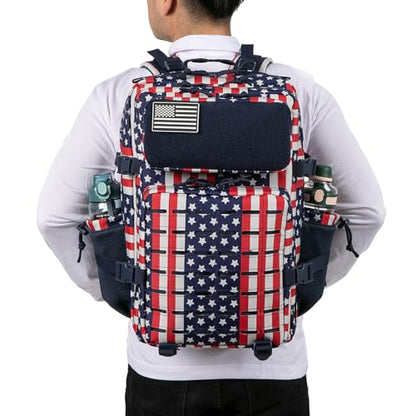 QT&QY 25L/45L Military Tactical Backpack For Men Molle Daypack 3 Day Bug Out Bag Hiking Rucksack With Bottle Holder - color: 45l 2.0 Star Spangled