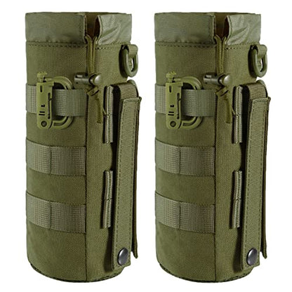 FRTKK Tactical MOLLE Water Bottle Pouch with Drawstring Open Top & Mesh Bottom, Military Water Bottle Holder Bag Sports Travel Hydration Carrier - color: Army green