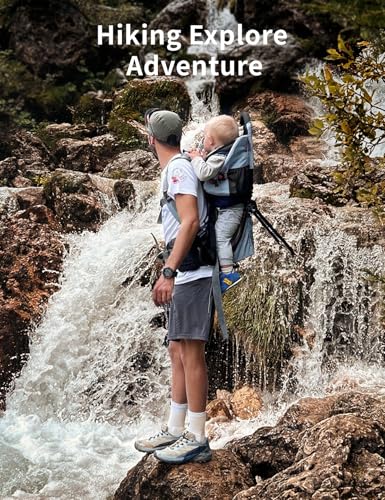 besrey Baby Backpack Carrier, Toddler Hiking Backpack with Safety 3-Height Seat, Adjustable Straps&Waist Belt, Foldable Frame Lightweight Large Capacity Child Carrier for Hiking (Haze Blue) - color: Haze Blue