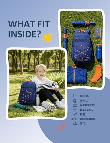 MOUNTAINTOP 18L Kids Backpack, Lightweight Children Daypack for Boys Girls, School Bag with Chest Strap, 29 * 16 * 45CM - color: Dark Blue