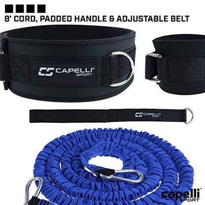 Capelli Sport Running Resistance Band, Resistance Bungee Cord Belt for Speed Running, Blue/Black, 8 ft Length
