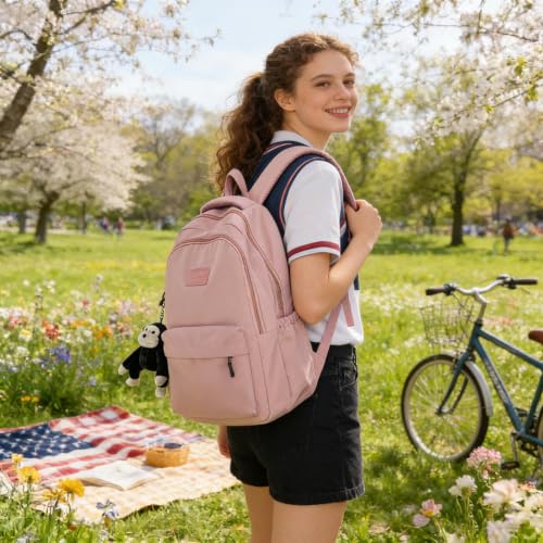 JARKJARD Aesthetic Cute Backpack for Girls Student School College Travel - color: Pink