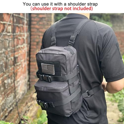 Tactical Mini Molle Hydration Pack,Molle Hydration Carrier with US Flag Water Resistant,Hydropack for Tactical Vest Backpack - style: Blk+bladder