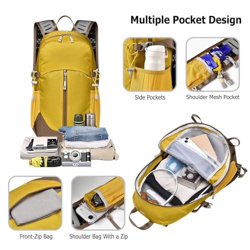 25L Hiking Backpack with Hydration Compartment Water Resistant Outdoor Daypack with Rain Cover Breathable Back System for Outdoor Travel Camping Daily Use Grey - color: Grey