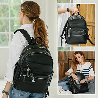 miss fong Diaper Bag Backpack Leather Diaper Bag, Baby Diaper Bag for Baby, 16 Pockets with Hand Sanitizer Holder, Changing Pad, 2 Insulated Pockets(Black) - color: Black