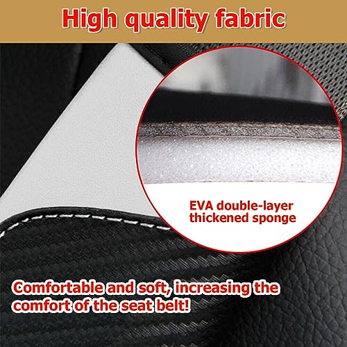 AUCELI 2PCS Car Seat Belt Cover, Carbon Fiber Seatbelt Shoulder Strap Covers, Breathable Leather Soft Harness Pad Protect Your Neck and Shoulder Compatible with Cars - color: Black/White