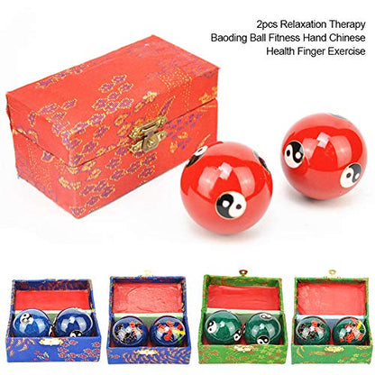 2Pcs Chinese Health Exercise Stress Baoding Balls, Meditation Massage Handball with Box, Hand Exercise Ball for Men Women Hand Exercises and Stress Relief(Color:Green Dragon and Phoenix) - color: Green Dragon and Phoenix