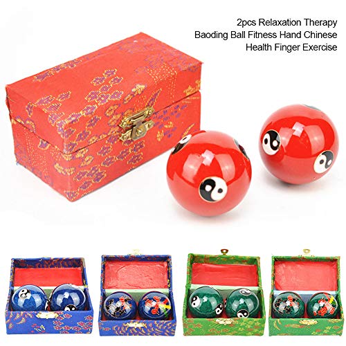 2Pcs Chinese Health Exercise Stress Baoding Balls, Meditation Massage Handball with Box, Hand Exercise Ball for Men Women Hand Exercises and Stress Relief(Color:Blue Dragon and Phoenix) - color: Blue Dragon and Phoenix
