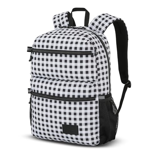 High Sierra Everclass Backpack - Travel or Work Laptop Bookbag with 360° Reflectivity, Dual Water Bottle Pockets & Fits Laptops Up To 15.6”, One Size, GINGHAM/BLACK - color: Gingham/Black