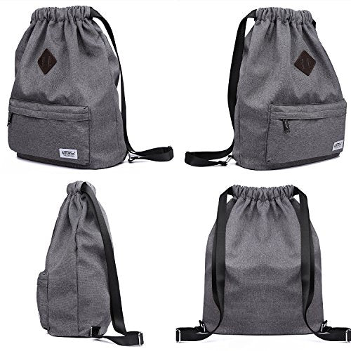 KAUKKO Drawstring Sports Backpack Gym Yoga Bag Shoulder Rucksack for Men and Women - color: Dark Grey