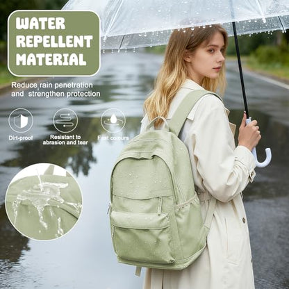 VECAVE School Backpack Green College High School Bags backpack for Boys Girls Teens Waterproof Bookbag Casual Lightweight Travel Rucksack Daypack Backpacks for Men Women - color: A2-green