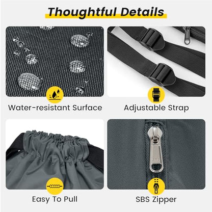 Vorspack Drawstring Backpack Water Resistant String Bag Sports Gym Sack with Side Pocket for Men Women - color: Grey