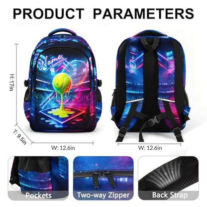 Boys Backpack for Kids Teens Personalized Tennis Bookbag for School Hiking Travel, Lightweight Backpacks for Kindergarten Primary Elementary Middle - color: Green