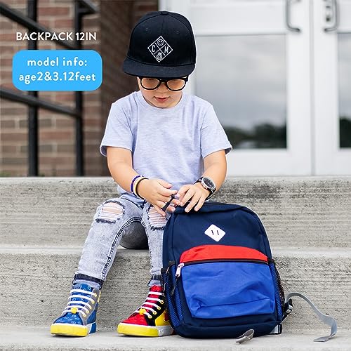 STEAMEDBUN Toddler Preschool Backpack for Boys 2-4,Mini - color: Dark-blue&red, size: Mini - 12"H