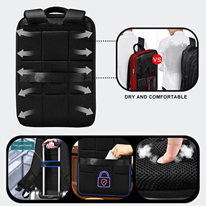 ZINZ Laptop Backpack 15 15.6 16 Inch, Expandable Computer Rucksack with Multi-Pockets Anti-Theft Travel Daypack for Men and Women,Black&Red - color: B01rd01