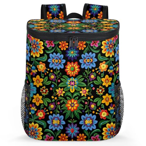 Insulated Cooler Backpack Portable Soft Cooler Bag Ice Chest Backpack for Camping Beach Picnic Lunch Work Travel - color: Multicolor 10