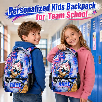 Kids Backpack for Boys Personalized Backpacks for Hockey Lovers, Lightweight Bookbag for School Hiking Travel Casual - color: Blue