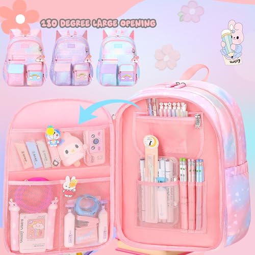 Kids Backpack for Girls.Girls Backpack,School Bag for Kids.GirlsTeens Middle Student,Kawaii Children's Book Bag Purple - color: Purple Rainbow
